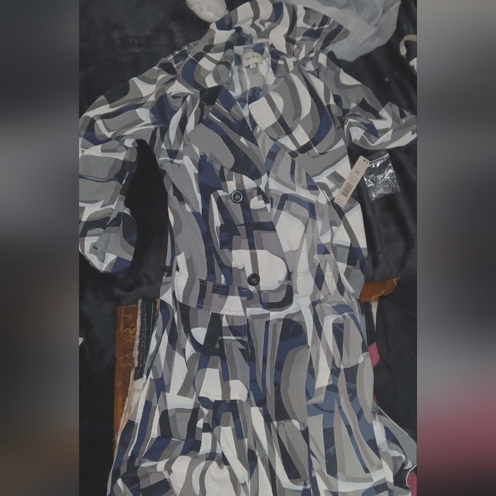 NIC+ZOE Blue and Gray Patterned Jacket